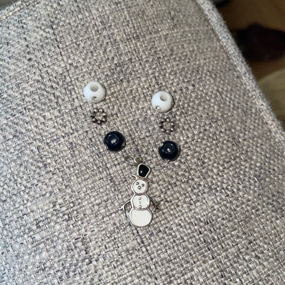 Snowman charm + balls for necklace chain